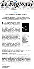 Article paru dans Le Rgional le 16 avril 2008