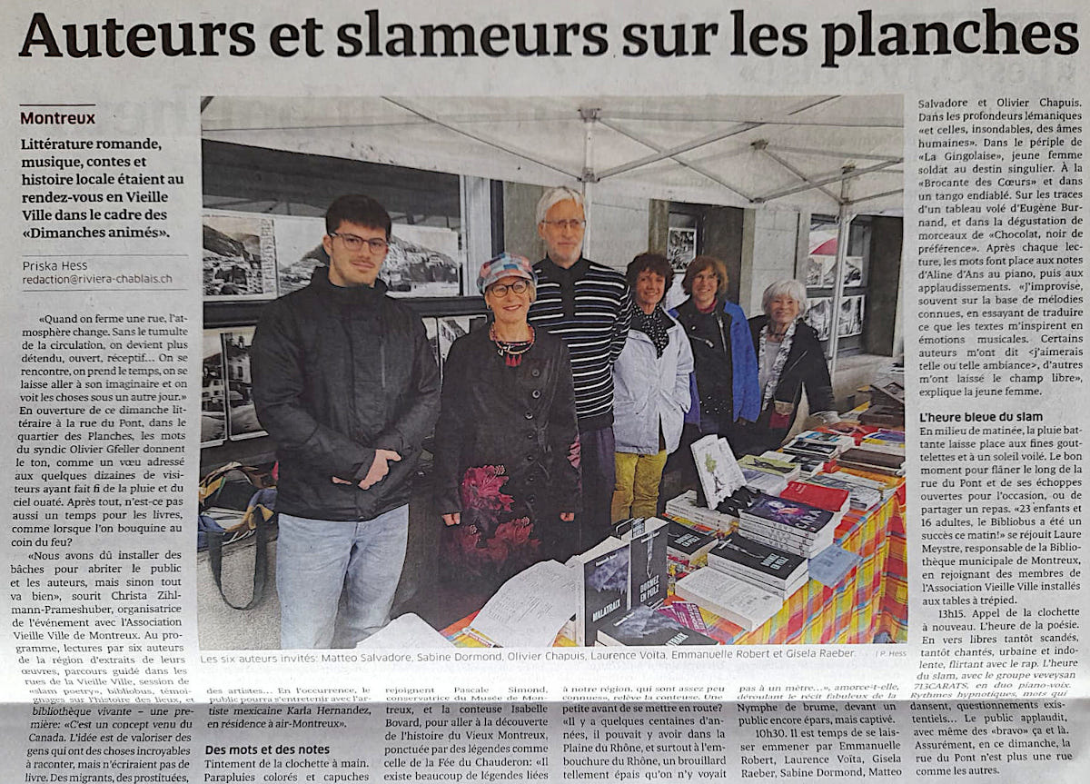 Auteurs et slameurs - Sabine Dormond - Article paru dans Riviera-Chablais le 5 juin 2024