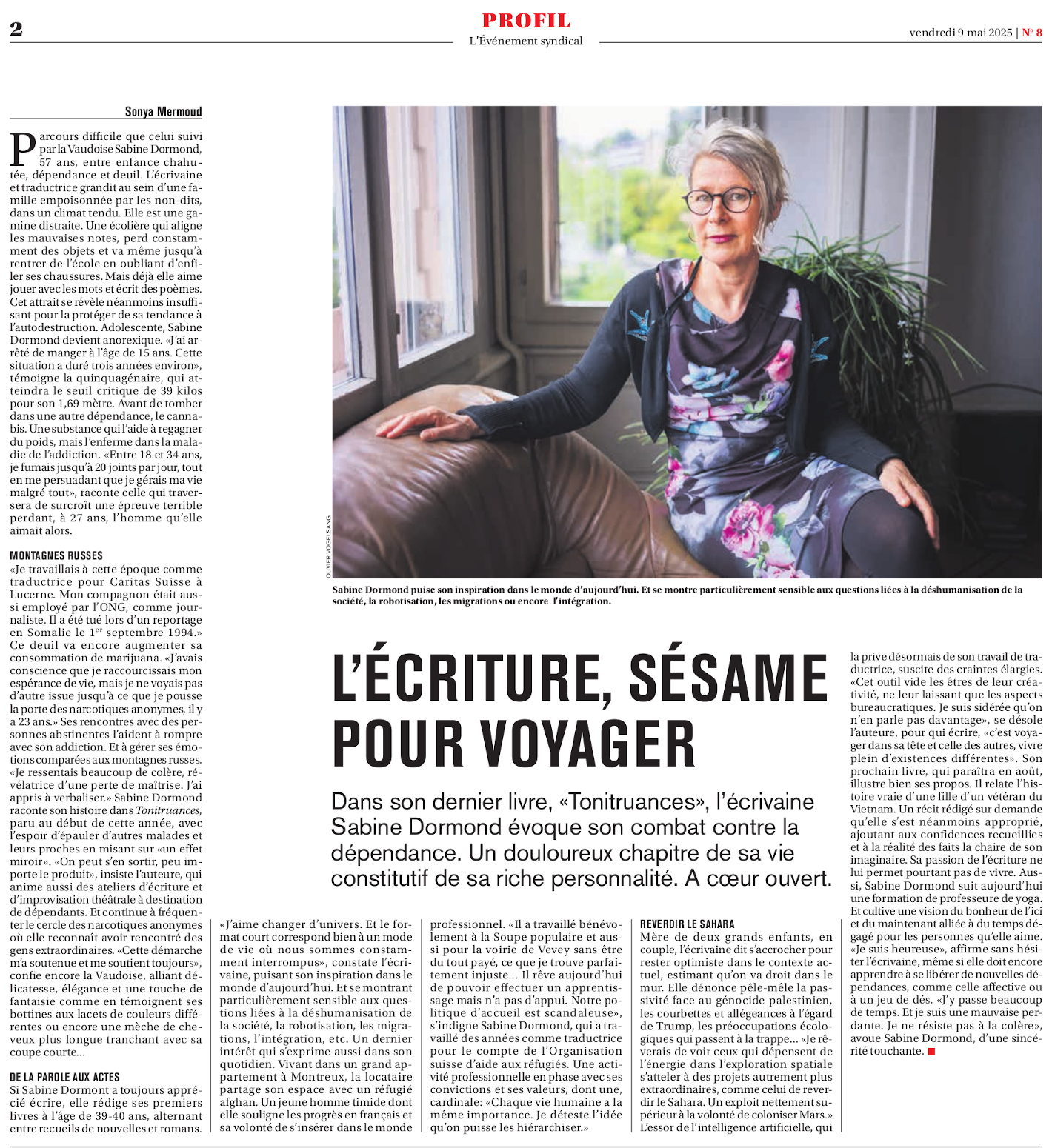 Lcriture, ssame pour voyager - Article paru dans l'Evnement syndical du 9 mai 2025