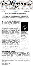 Article paru dans Le Régional le 16 avril 2008