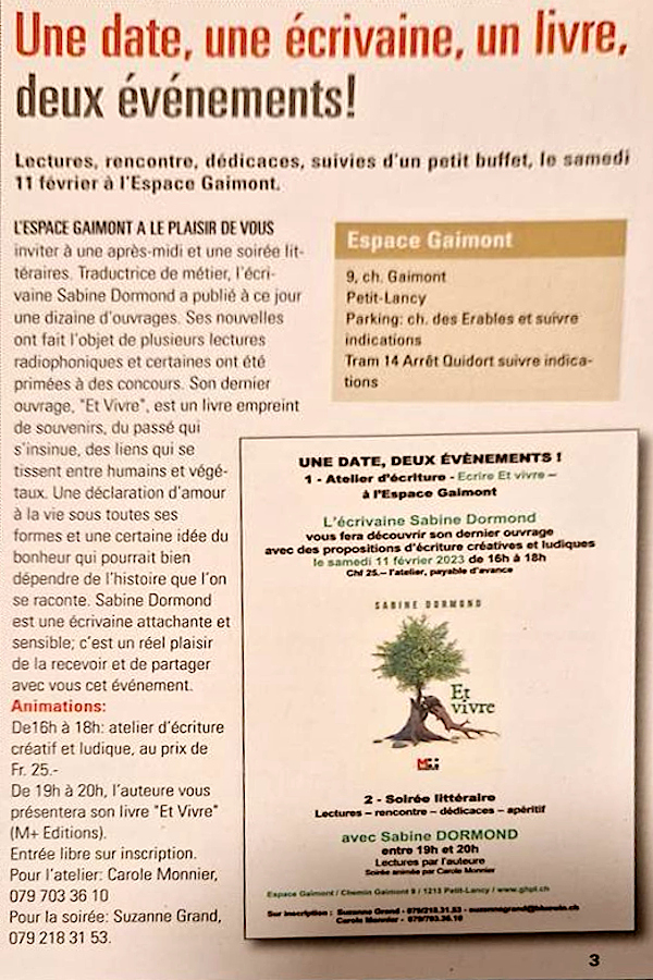 Une date, une crivaine, un livre, deux vnements. Article paru dans le Lancen, fvrier 2023