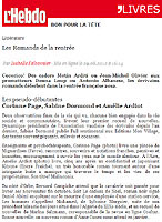 L'Hebdo : Les romands de la rentrée - 30 août 2012 (cliquer ICI)