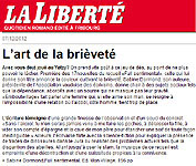 L'Art de la brièveté - La Liberté, 7 décembre 2012 (cliquer ICI)