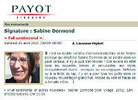 Article paru dans Payot en août 2012 (cliquer ICI)